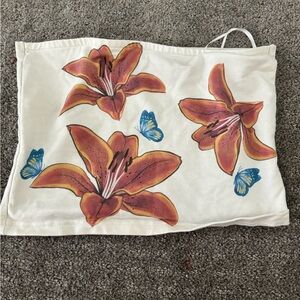 Edikted White Tube Top with Orange and Blue Accents